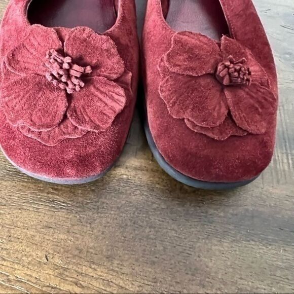 Dexter Red Leather Suede Flats Slip On Round Toe Comfort Shoes Women Size 6 - Picture 7 of 7
